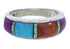 Genuine Sterling Silver Multicolor Inlay Ring Size 5-1/2 JX37937